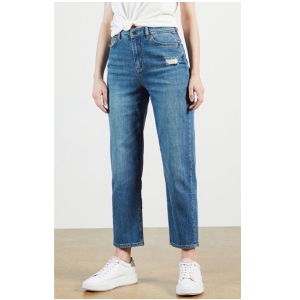 TED BAKER Emmba Mid-Wash High Rise Straight Fit Tapered Ankle Jeans Size 32